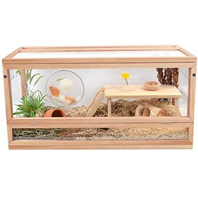Hölzerne Hamsterbox, Reptilienterrarium, Kleintierhaus-Lebensraumstall, spezielle transparente Luxusvilla (Größe: 60 x 35 x 40 cm) von KiLoom