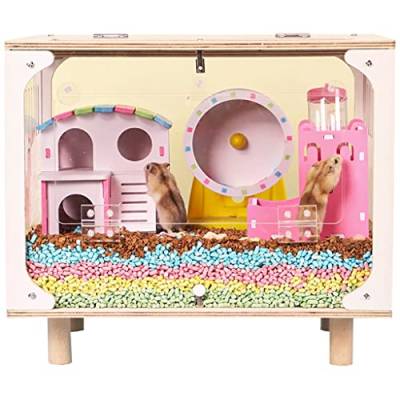 Reptilien-Terrarium, hölzerne Hamsterbox, Kleintierhaus-Lebensraumstall, spezielle transparente Luxusvilla (Größe: 40 x 30 x 36 cm) von KiLoom