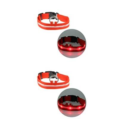 Kisangel 2St LED Haustierhalsband Nachtsicht Hundehalsband LED-Haustierhalsband Licht aus Haustierhalsband Lichtleiste beleuchteter Kragen blinkendes Haustierhalsband scheinen Siebdruck rot von Kisangel