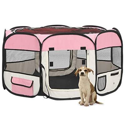 LIFTRR Animals & Pet Supplies – Faltbarer Hundelaufstall mit Tragetasche, 125 x 125 x 61 cm, Pink von LIFTRR