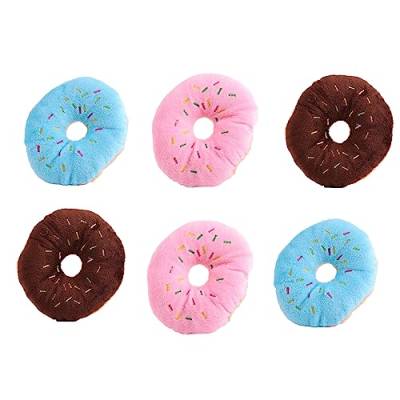 Leadigol Donut Hundespielzeug, Donut-Baumwolle, quietschend, 3 Farben, Tier-Spielgeräusch, Quietscher, schönes Hundespielzeug von Leadigol