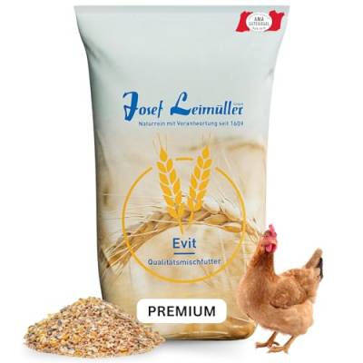 Leimüller Hühnerfutter 25kg [Premium 6-Korn] - Gesundes Körnerfutter für Hühner und Legehennen - Für leckere und stabile Eier - 100% Gentechnikfrei - Mehrfach gereinigt und staubfrei von Leimüller