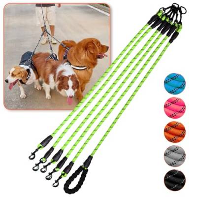 Five Dog Leash,5 Way Leash for Dogs,5 Leash Dog Walker,360° Swivel No Tangle Walking Leash for 5 Dogs,Comfortable 5 Dog Leash with Reflective Dog Leash for Walking and Training (Five Leashes, Green) von Luck Dawn