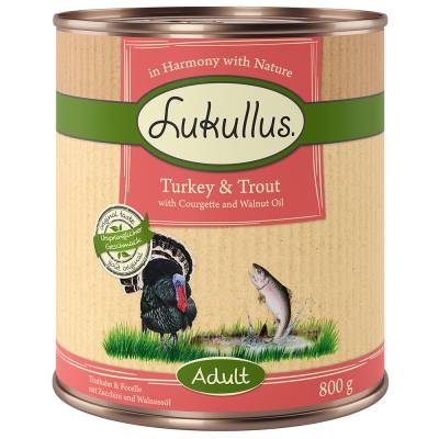 Sparpaket Lukullus Naturkost 24 x 800 g - Adult Truthahn & Forelle (getreidefrei) von Lukullus