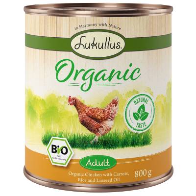 Sparpaket Lukullus Organic 12 x 800 g Adult Huhn mit Karotte (glutenfrei) von Lukullus