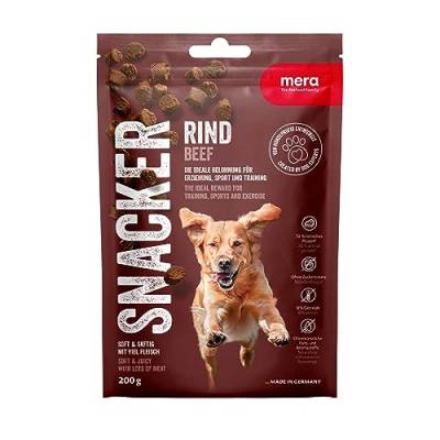 MERA Snacker Rind (1 x 200g), getreidefrei, softe Hundeleckerli für Training oder als Snack, herzhafte fleischige Leckerlies für alle Hunde von MERA