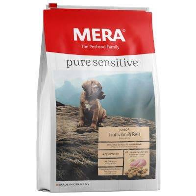 Mera Pure Sensitive Junior Truthahn & Reis Spezielle Ernährung für wachsende Hunde mit besonderem Ernährungsbedarf Sparpack: 2 x 12,5 kg von MERA