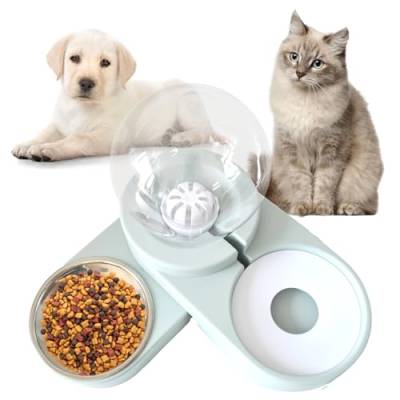 MUYG Automatischer Futterspender und Wasserspender, 2-in-1, für Hunde und Katzen, Schwerkraft-Futter-Wasser-Set mit abnehmbarem Edelstahlnapf, All-in-One-Pettränke und Futterspender für kleine Hunde, von MUYG
