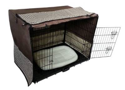 MYPETS Hundegitterbox Komplettset mit Abdeckung und Liegematte Schafffell X-Treme Safe 5 Größen wählbar inkl. Bodenwanne (S= 63x48x57 cm) von MYPETS