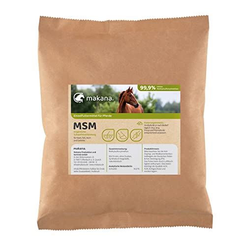 Makana MSM (Methylsulfonylmethan) Pulver für Pferde, 99,9% rein und ohne Zusätze, 1000 g Beutel von Makana