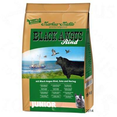 Markus Mühle Black Angus Junior Trockenfutter für Hunde mit Futterunverträglichkeit 15 kg ohne chemische Farbstoffe, Geschmacks- und Konservierungsstoffe von Markus Mühle
