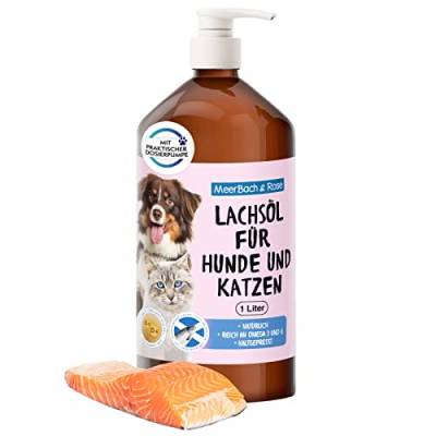 1 Liter Lachsöl für Tiere, Lachsöl für Hunde und Katzen, Barf Öl Hund, Fischöl für Hunde, Naturprodukt von MeerBach & Rose