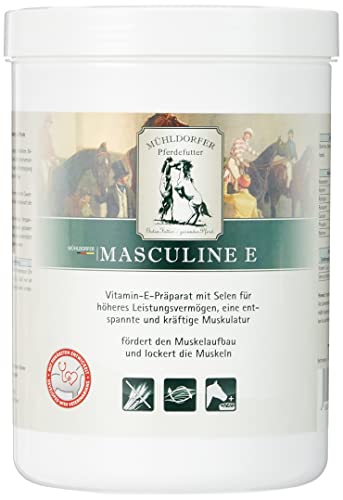 Mühldorfer Masculine E, 750 g, fördert den Muskelaufbau, für eine entspannte und kräftige Muskulatur, dopingfrei, Ergänzungsfutter für Pferde und Ponys von Mühldorfer Pferdefutter