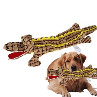 NUDGE Hunde-Kauspielzeug aus Plüsch – unzerstörbares robustes Krokodilspielzeug | unzerstörbar robust, quietschend für aggressive Kauer, niedliches Stofftier aus Plüsch, interaktives Plüschtier von NUDGE