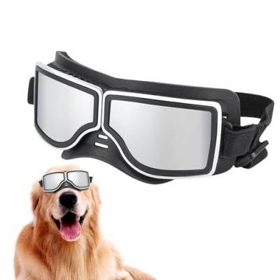NUDGE Hundebrille, Haustierbrille mit verstellbarem Riemen, Hunde-Sonnenbrille, UV-Schutz, Wind, Staub, Nebel für Größe M oder L von NUDGE