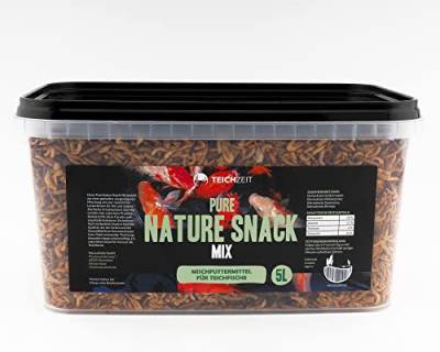 NatureHolic - Teichzeit Pure Nature Snacks - Mix I Teichfutter I 100% Lange schwimmfähige Naturefutter I Fütterung für Koi und andere Teichfische I 5000 ml von NatureHolic