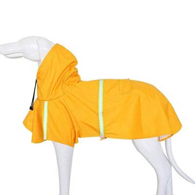 Nicfaky Hunde-Regenmantel, wasserdicht, Hundeponcho mit Streifen, reflektierend, für kleine und mittelgroße Hunde, Gelb, Größe XL von Nicfaky