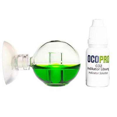 OCOPRO Echtglas CO2 Langzeittest mit u. ohne Indikatorlösung für Aquarien (Kugel-Design, mit 18ml Indikatorlösung) von OCOPRO