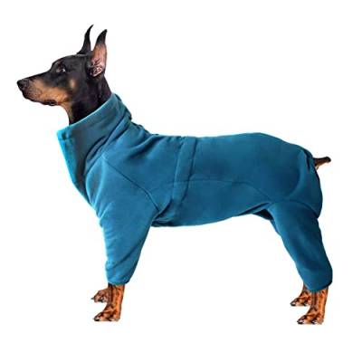 OMEM Warmer Hundemantel, dicke Baumwollkleidung, alle vier Füße umgeben, hält warm im Winter, Kleidung für mittelgroße und große Hunde, Größe L, Blau von OMEM