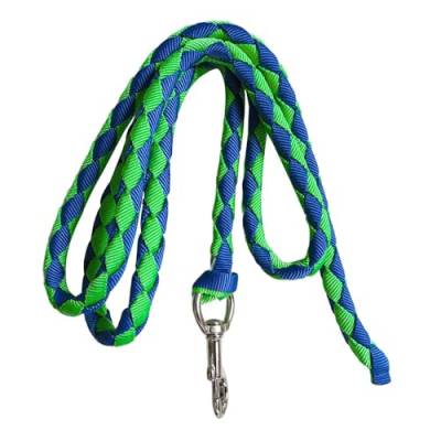 Oshhni Führstrick für Pferde mit drehbarem Haken, geflochtenes Gurtband, Pferdeseil für Training und Spazierengehen, 2.5 m Grün und Blau von Oshhni