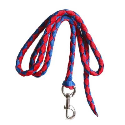 Oshhni Führstrick für Pferde mit drehbarem Haken, geflochtenes Gurtband, Pferdeseil für Training und Spazierengehen, 3 Meter Rot und Blau von Oshhni