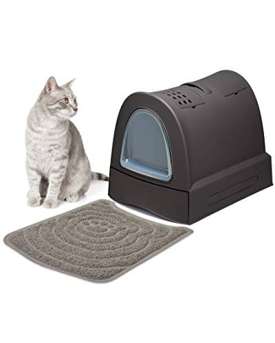 PETGARD Katzen-Klo mit Schublade - Tier-Toilette mit Vorlege-Matte - Hauben-Toilette mit Filter - Haustier-Klo - Katzen-Toilette - Schwarz von PETGARD