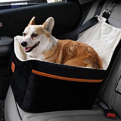 PJDDP 2-in-1-Autositz für Hunde, mit Sicherheitsschnalle und Aufbewahrungstasche, für kleine und mittelgroße Hunde und Katzen, abnehmbar und waschbar Hundebett für die Reise im Auto von PJDDP