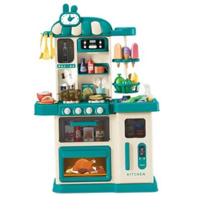 Perfeclan 47-teiliges Küchenspielset, Spielzeug, Spielset zum Vortäuschen von Essen und Kochen, Lernspielzeug mit Lichtern und Ton für die Außenküche, Grün von Perfeclan