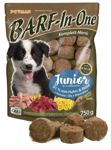 Petman Barf-in-One Junior, 8 x 750g-Beutel, Tiefkühlfutter, gesunde, natürliche Ernährung für Hunde, Hundefutter, Barf, B.A.R.F. von petman