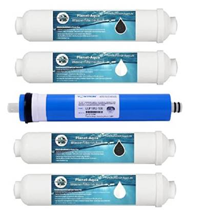 Planet-Aqua Osmose 1x Membran 75 GPD 2X Sedimentfilter 2X Aktivkohlefilter Wasser Filter Set Osmoseanlage von Planet-Aqua