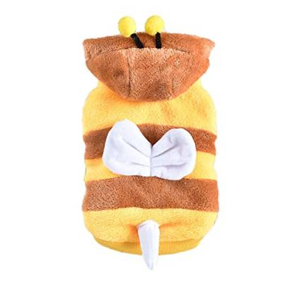 Haustiermantel, Cosplay-Kostüm, gelbe Bienen-Optik, hält Wärme, hautfreundlich, niedlicher Haustier-Hunde-Kapuzenmantel für Winter, Haustier-Cosplay-Kostüm von Porceosy