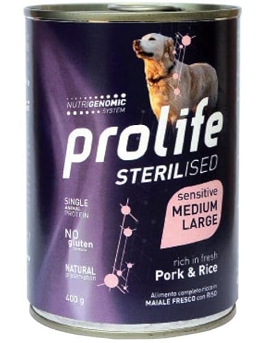 PROLIFE Sterilised Sensitive Erwachsene Schwein und Reis Medium Large 400 g von Prolife