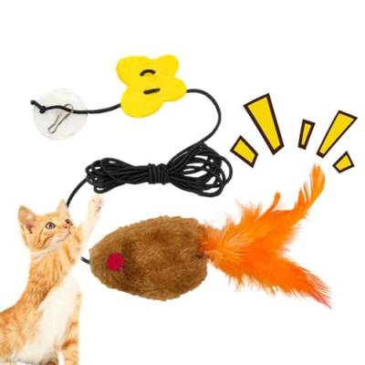 Pzuryhg Katzenfederstab-Spielzeug – interaktiver Feder-Katzenspielzeugstab – flexibler und elastischer Selbstbedienungs-Katzenspielzeug, buntes Katzenspielzeug für Innen- und Außen-Katzen von Pzuryhg