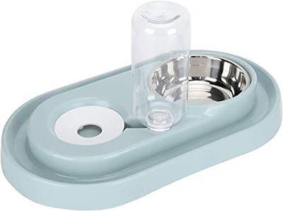 RXL Pet supplies Automatischer Wasserspender, Haustier-Futternäpfe, Doppelnapf, automatischer Futterspender mit automatischem Wasserbecher für Zuhause (grau) (Farbe: Blau) von RXL