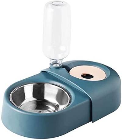 RXL Pet supplies Two-in-one pet feeder automatic water dispenser, leak-proof pet waterer/water cup, used for pet feeding, food pet bowl,Green,Three bowls (Color : Blue) von RXL