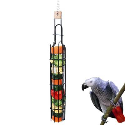 Vogelfutterstation Zylindrischer Käfig Futterbehälter Outdoor Wildvögel Papagei Fütterung Hängender Baum Tragbare Obst Gemüse Park Papagei Futtersuche Spielzeug von Ranuw