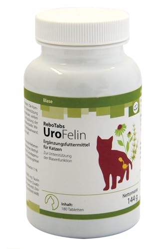 UroFelin Ergänzungsfuttermittel für Katzen 180 Stück: Unterstützt Blasenfunktion, Fördert Harnwegsfunktion, Enthält Goldrute & Kapuzinerkresse, Reguliert pH-Wert von Rebopharm