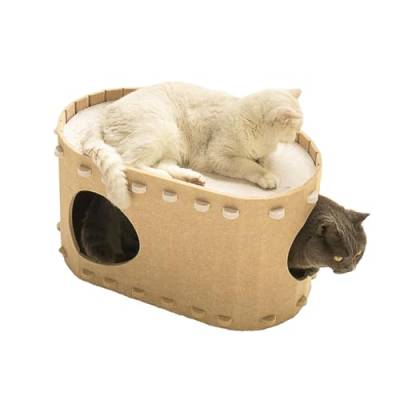 Katzentunnelbett, Katzenhöhlentunnel - Katzenversteck für den Innenbereich,Multifunktionales, abnehmbares, kratzfestes, waschbares, gemütliches Tunnelhöhlen-Katzenbett mit großer Kapazität Rurunklee von Rurunklee
