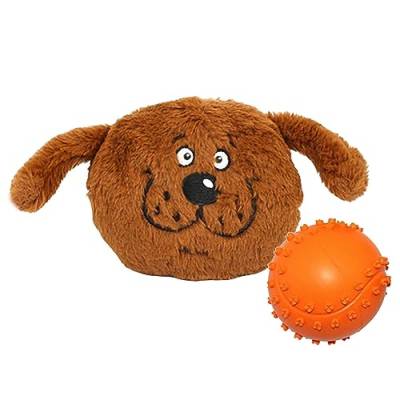 Rurunklee Quietschball für Hunde, interaktives Kauspielzeug für Hunde, Tierform, 2-in-1, Gummi, Haustier-Soundspielzeug für Welpen, kleine, mittelgroße Hunde, Sound-Hundeball, Plüsch-Hundespielzeug, von Rurunklee