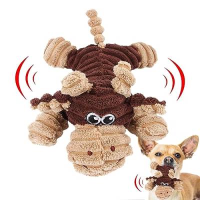Rurunklee Quietschendes Haustierspielzeug, Kauspielzeug für Hunde, Hunde-Plüsch-Kauspielzeug mit Geräusch, Wiederverwendbares Cartoon-Plüsch-Kauspielzeug, Hunde-Beißspielzeug für kleine, mittelgroße von Rurunklee