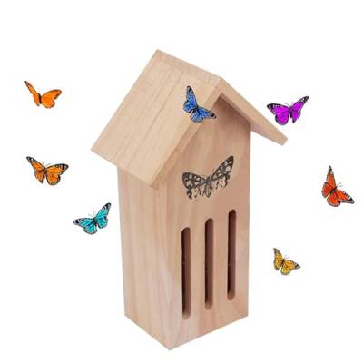 Rurunklee Schmetterlingshäuser für draußen,Schmetterlingshäuser - Natürlicher Lebensraum für Schmetterlinge aus Holz - 11,2 x 3,9 x 3,2 Zoll großes Schmetterlingshaus auf dem Boden oder zum Aufhängen von Rurunklee