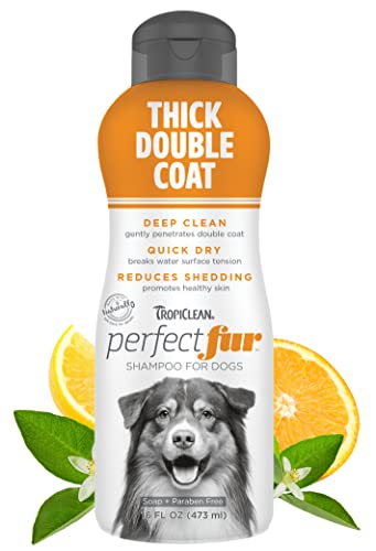 Tropiclean PerfectFur Thick Double Coat Shampoo for Dogs, 16oz - Made in USA - Unique Breed Specific Shed Control Formula for Breeds Like Australian Sheperds - Naturally Derived von Tropiclean