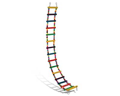 SCSpecial Vogelleiter, Spielzeug, bunte flexible Papageienschaukelbrücke aus Holz, für Nymphensittiche, zum Aufhängen, Kletterleiter (99 cm (16 Stufen) von SCSpecial