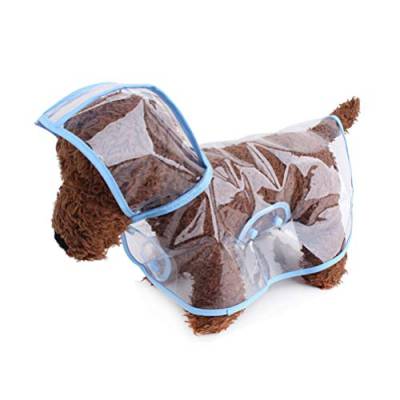 SOLUSTRE Regenjacke wasserdichte Regenmantel Hund Regenmantel Puppy Jacke Transparent Pet Regenbekleidung Kleidung für Hunde Katzen Haustiere- ??e S (Blau) Hunderegenmantel Durchsichtig von SOLUSTRE