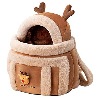 Haustier-Rucksack, warme Reisetasche für Hunde, tragbarer Kleintierkäfig, ausgehende Plüschtasche, Winterreisetasche, Hunderucksäcke vorne für Hunde von Saddgo