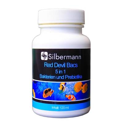 Silbermann Red Devil Bacs für Meerwasser Aquarium, probiotische Mikroorganismen, aktive Bakterien, Hefen, hochwirksame Prebiotika und Enzyme, 150 ml, in verschiedenen Größen (für 4500 Liter) von Silbermann