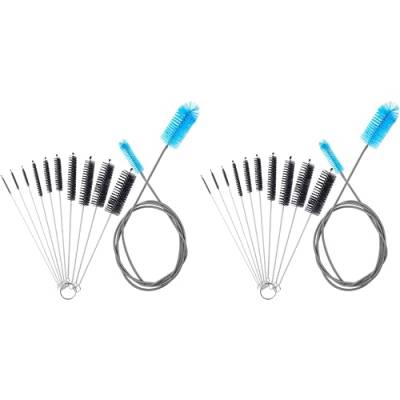 Spactz 2 x Filterpinsel für Aquarium, flexible Borsten, ein doppeltes Ende für Schlauch mit langer Reinigung aus Edelstahl von Spactz
