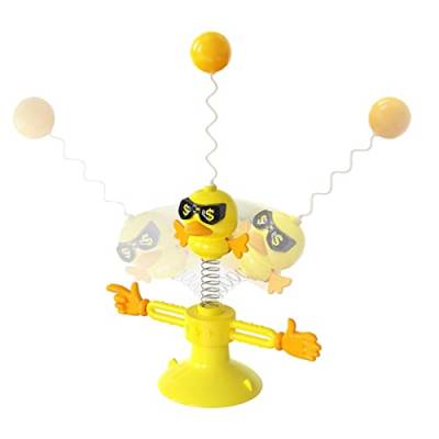 Stronrive Interaktives Katzenspielzeug | 360-Grad Kitten Intellektuelles Spielzeug | Gelbes Vogel-Modell-Haustierspielzeug mit Saugnapf für Haustierspaß, Bewegung, Übung von Stronrive