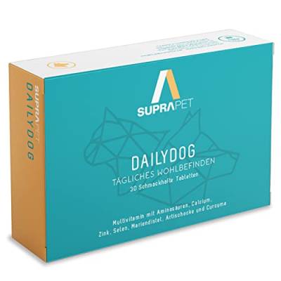 Suprapet Dailydog Multivitamin für Hunde 30 Tabletten mit 1000 mg. Multivitamin für Gelenke, Immunabwehr, Haare mit Zink, Selen, 10 Vitaminen und Aminosäuren von Suprapet