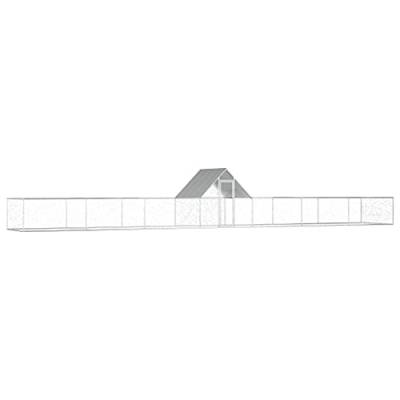 Freilaufgehege, Tierlaufstall mit Sonnenschutz, Kleintierstall, Hühnerstall mit Einem Wasserfesten Dach, Abschließbare Tür mit Riegeln, 14 x 2 x 2 m Verzinkter Stahl von TEWTX7